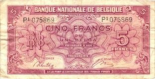Afbeelding 1 van een verkocht 5 Francs / 1 Belga