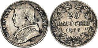 Foto 1 de uma 20 Baiocchi - Pius IX (835 Silver) venda