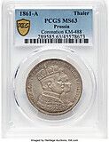 Afbeelding 1 van een verkocht 1 Thaler - William I (Coronation)